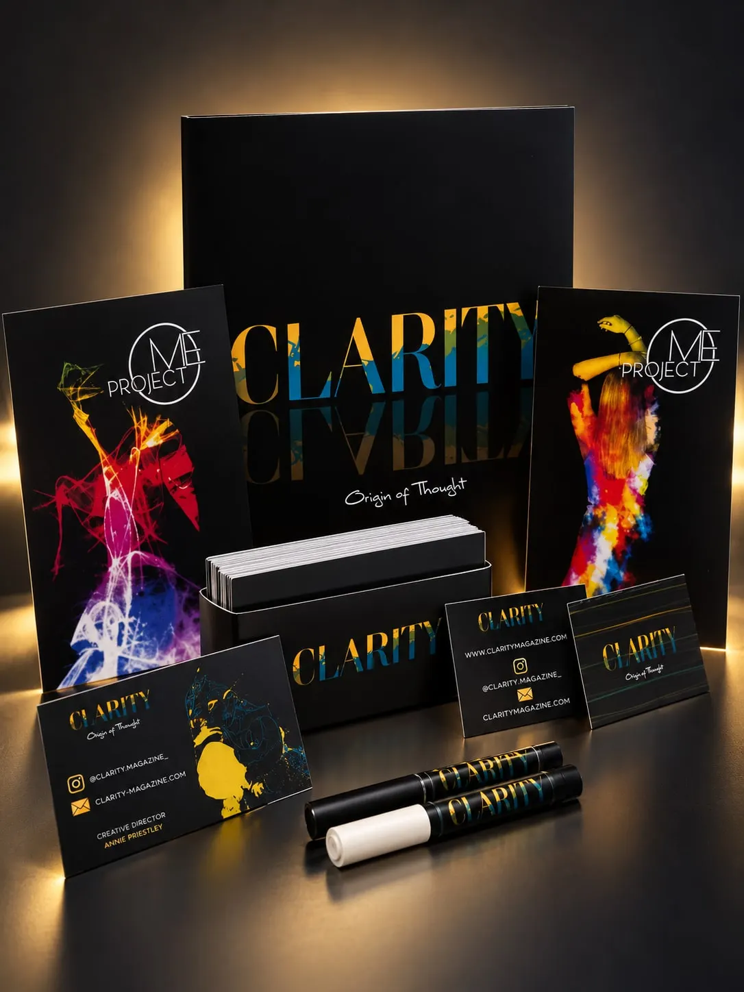 Clarity branded products and packaging lit from behind