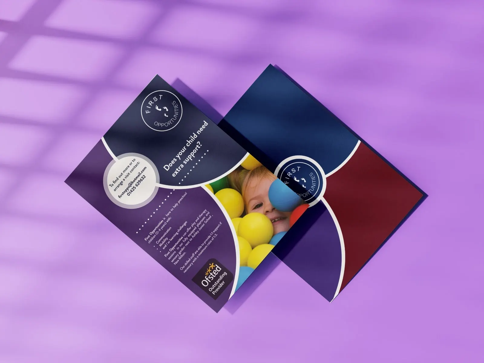 First Opportunities flyer on a lilac background