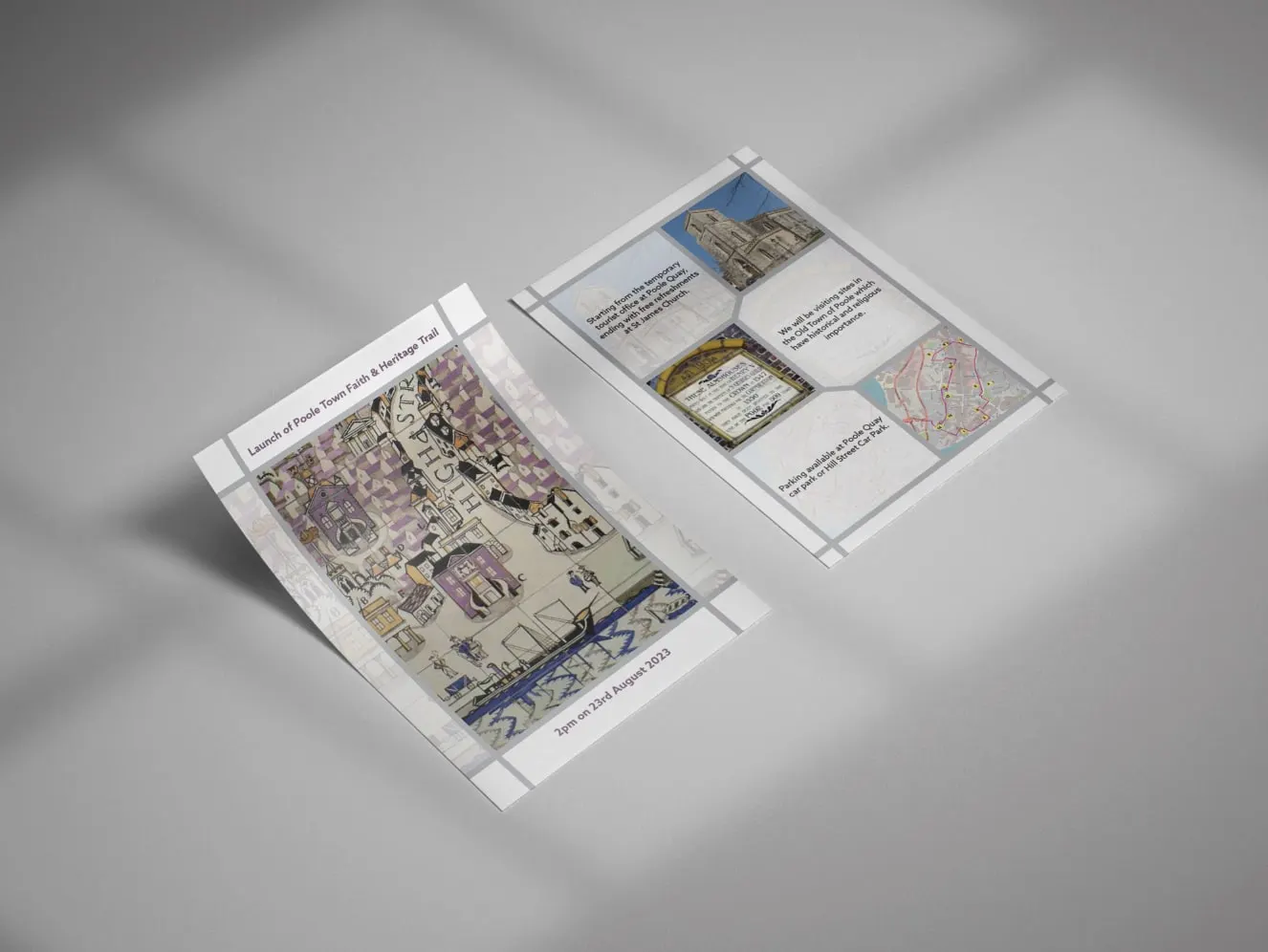 Flyer for the launch of the Poole Town Faith and Heritage Trail, front and back