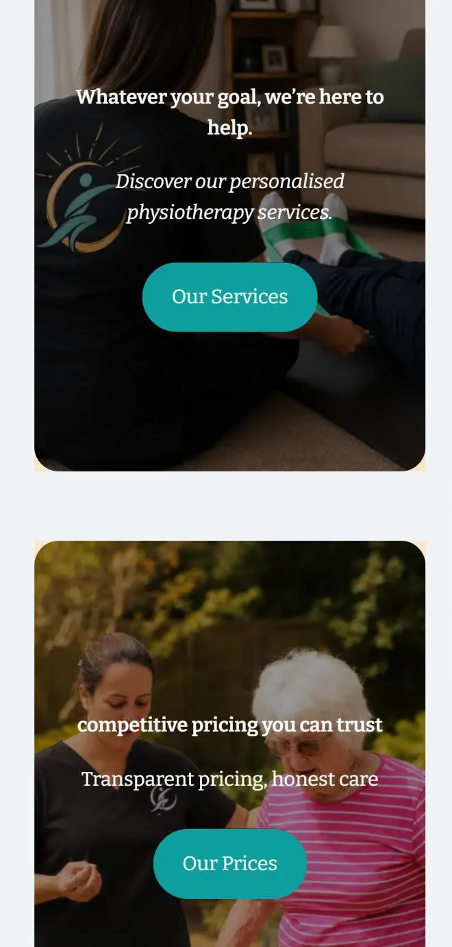 Vida Physiotherapy pricing on a phone